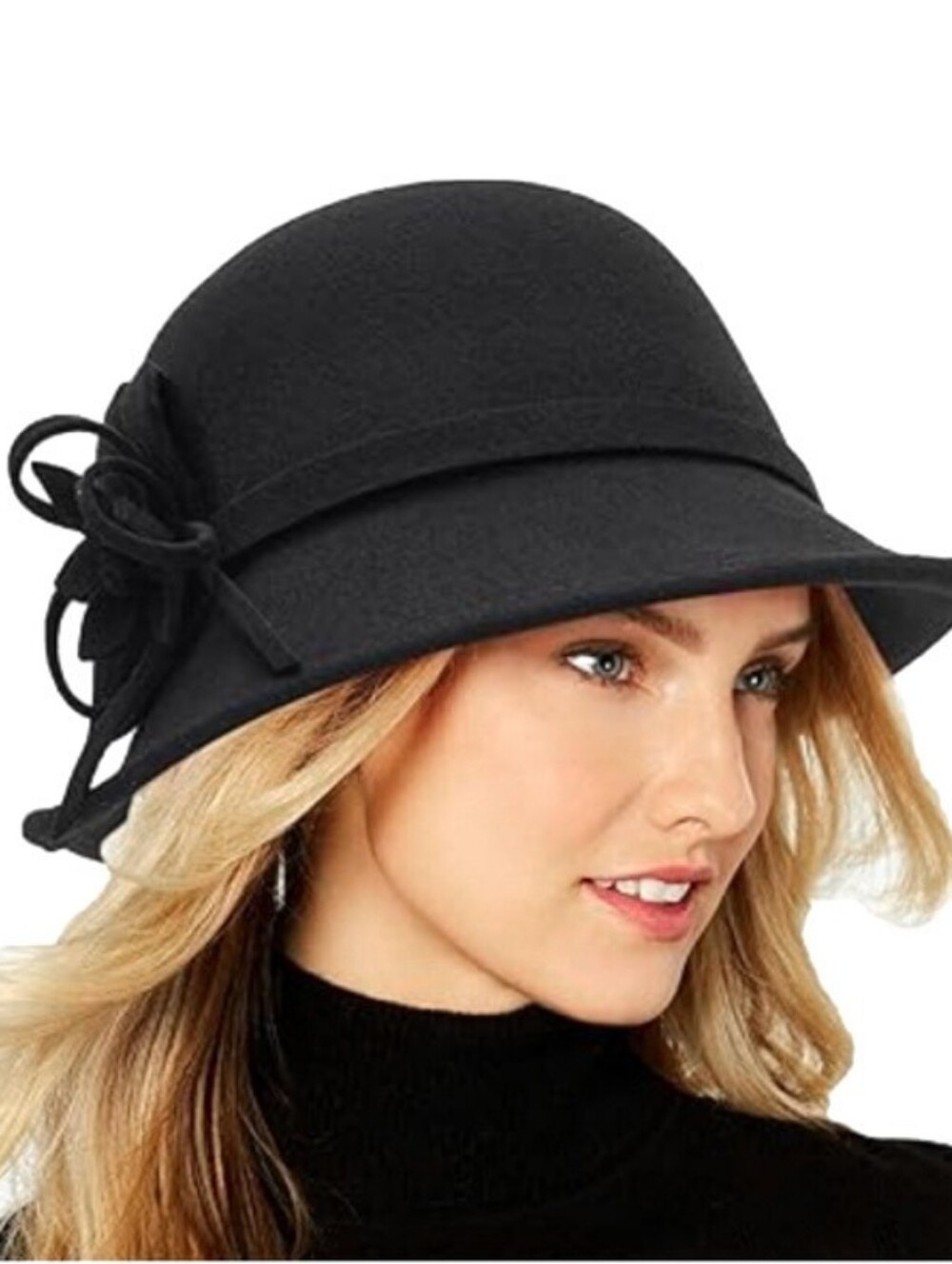 New Winter Wool Alexandrite Cloche Fedora Hat With Bow Knot Accents By Betmar